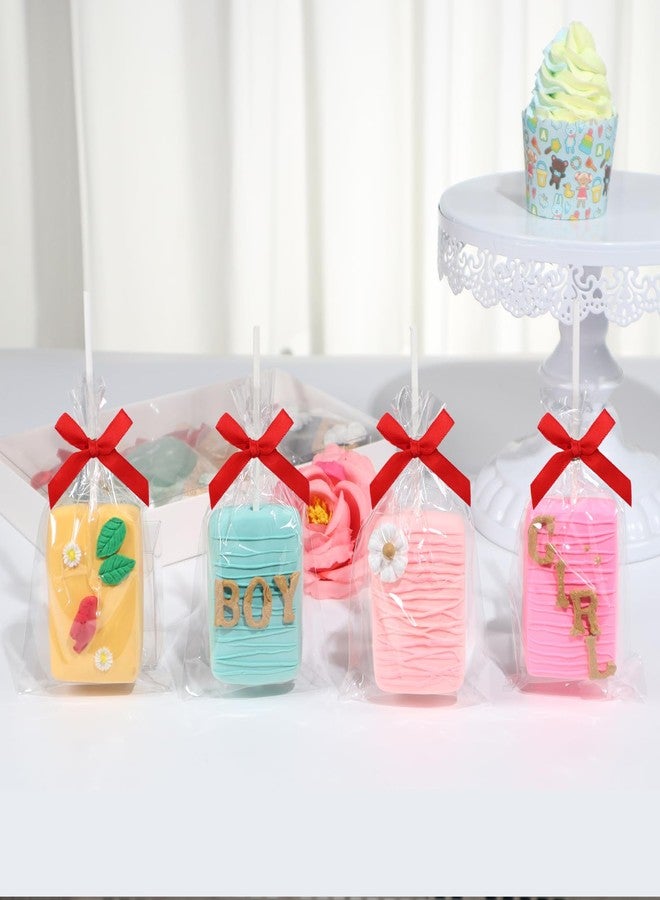 SLShePack 50PCS 3.5x6 Inch Clear Rice Krispie Treat Bags - Cakesicle Bags With Gold Twist Tie Ribbon Stick for Gift Giving - Image 5
